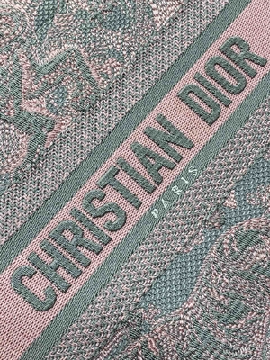 Petit Christian Dior Booktote Pink And Gray Toile De Jouy Sauvage Embroidery