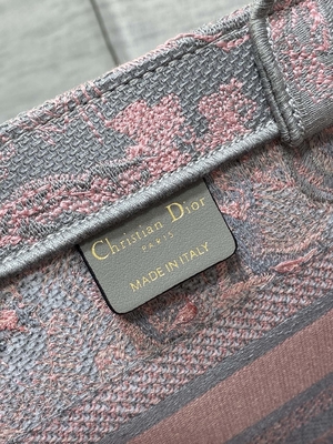 Petit Christian Dior Booktote Pink And Gray Toile De Jouy Sauvage Embroidery