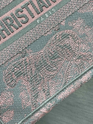 Petit Christian Dior Booktote Pink And Gray Toile De Jouy Sauvage Embroidery