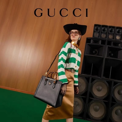 Poignée moyenne en cuir noire de princesse Diana Gucci Bag Tote Bamboo