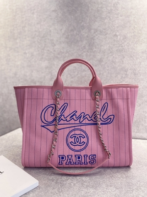 rayure de noir de 30cm 23P Chanel Deauville Tote Bag White Ecru