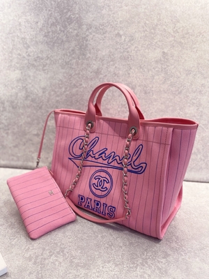 rayure de noir de 30cm 23P Chanel Deauville Tote Bag White Ecru
