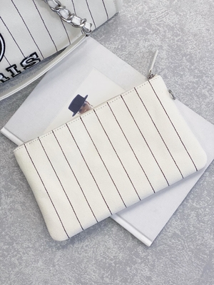 rayure de noir de 30cm 23P Chanel Deauville Tote Bag White Ecru