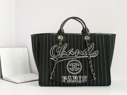 Grand fait sur commande marqué met en sac le sac à main Metalblack de Chanel 2,55 de cuir de vachette de coton et le blanc