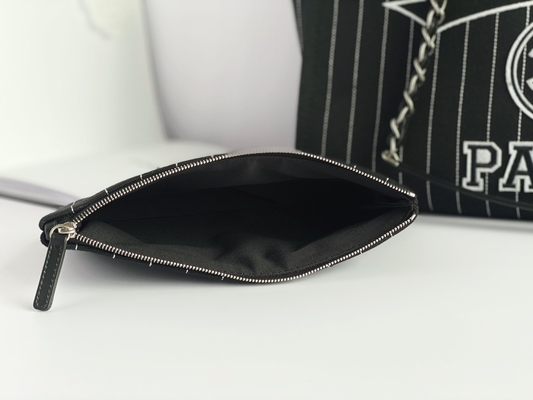Grand fait sur commande marqué met en sac le sac à main Metalblack de Chanel 2,55 de cuir de vachette de coton et le blanc