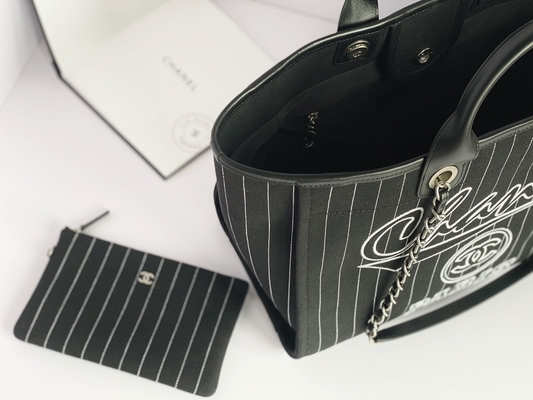 Grand fait sur commande marqué met en sac le sac à main Metalblack de Chanel 2,55 de cuir de vachette de coton et le blanc