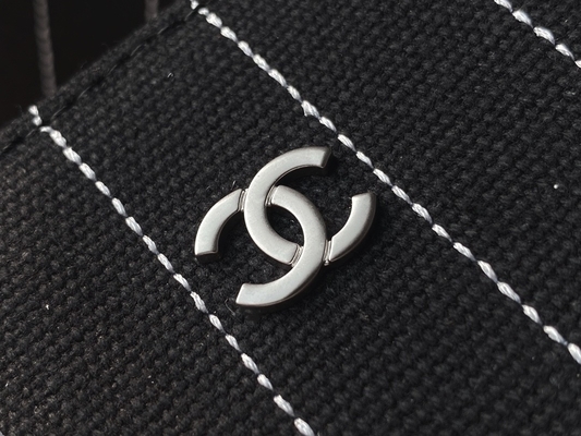 Grand fait sur commande marqué met en sac le sac à main Metalblack de Chanel 2,55 de cuir de vachette de coton et le blanc