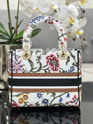 Sac marqué fait sur commande multicolore de Dior Medium D Lite de sacs de Petites Fleurs